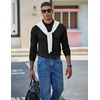 image:imageCOOFANDY Mens Long Sleeve Polo Shirts Casual Waffle Knit PoloBlack