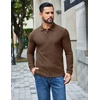 image:imageCOOFANDY Mens Long Sleeve Polo Shirts Casual Waffle Knit PoloBrown