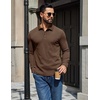 image:imageCOOFANDY Mens Long Sleeve Polo Shirts Casual Waffle Knit PoloBrown