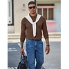 image:imageCOOFANDY Mens Long Sleeve Polo Shirts Casual Waffle Knit PoloBrown