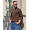 image:imageCOOFANDY Mens Long Sleeve Polo Shirts Casual Waffle Knit PoloBrown