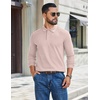 image:imageCOOFANDY Mens Long Sleeve Polo Shirts Casual Waffle Knit PoloChampagne