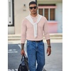 image:imageCOOFANDY Mens Long Sleeve Polo Shirts Casual Waffle Knit PoloChampagne