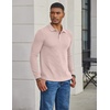 image:imageCOOFANDY Mens Long Sleeve Polo Shirts Casual Waffle Knit PoloChampagne