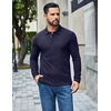 image:imageCOOFANDY Mens Long Sleeve Polo Shirts Casual Waffle Knit PoloDark Blue