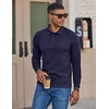 image:imageCOOFANDY Mens Long Sleeve Polo Shirts Casual Waffle Knit PoloDark Blue