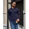 image:imageCOOFANDY Mens Long Sleeve Polo Shirts Casual Waffle Knit PoloDark Blue