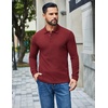 image:imageCOOFANDY Mens Long Sleeve Polo Shirts Casual Waffle Knit PoloDark Red