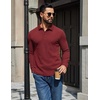image:imageCOOFANDY Mens Long Sleeve Polo Shirts Casual Waffle Knit PoloDark Red