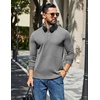 image:imageCOOFANDY Mens Long Sleeve Polo Shirts Casual Waffle Knit PoloGrey
