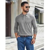 image:imageCOOFANDY Mens Long Sleeve Polo Shirts Casual Waffle Knit PoloGrey