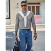 image:imageCOOFANDY Mens Long Sleeve Polo Shirts Casual Waffle Knit PoloGrey