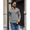image:imageCOOFANDY Mens Long Sleeve Polo Shirts Casual Waffle Knit PoloGrey