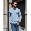 image:imageCOOFANDY Mens Long Sleeve Polo Shirts Casual Waffle Knit PoloLight Blue