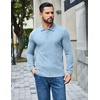 image:imageCOOFANDY Mens Long Sleeve Polo Shirts Casual Waffle Knit PoloLight Blue