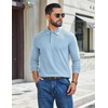 image:imageCOOFANDY Mens Long Sleeve Polo Shirts Casual Waffle Knit PoloLight Blue