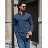 image:imageCOOFANDY Mens Long Sleeve Polo Shirts Casual Waffle Knit PoloNavy Blue