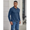 image:imageCOOFANDY Mens Long Sleeve Polo Shirts Casual Waffle Knit PoloNavy Blue