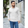 image:imageCOOFANDY Mens Long Sleeve Polo Shirts Casual Waffle Knit PoloWhite