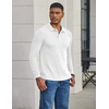 image:imageCOOFANDY Mens Long Sleeve Polo Shirts Casual Waffle Knit PoloWhite