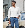 image:imageCOOFANDY Mens Long Sleeve Polo Shirts Casual Waffle Knit PoloWhite