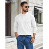 image:imageCOOFANDY Mens Long Sleeve Polo Shirts Casual Waffle Knit PoloWhite