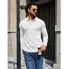 image:imageCOOFANDY Mens Long Sleeve Polo Shirts Casual Waffle Knit PoloWhite
