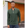 image:imageCOOFANDY Mens Long Sleeve Polo Shirts Cotton Quarter Zip Pullover ShirtArmy Green