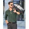 image:imageCOOFANDY Mens Long Sleeve Polo Shirts Cotton Quarter Zip Pullover ShirtArmy Green