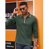 image:imageCOOFANDY Mens Long Sleeve Polo Shirts Cotton Quarter Zip Pullover ShirtArmy Green