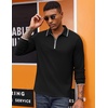image:imageCOOFANDY Mens Long Sleeve Polo Shirts Cotton Quarter Zip Pullover ShirtBlack