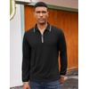 image:imageCOOFANDY Mens Long Sleeve Polo Shirts Cotton Quarter Zip Pullover ShirtBlack