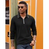 image:imageCOOFANDY Mens Long Sleeve Polo Shirts Cotton Quarter Zip Pullover ShirtBlack