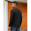image:imageCOOFANDY Mens Long Sleeve Polo Shirts Cotton Quarter Zip Pullover ShirtBlack