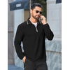 image:imageCOOFANDY Mens Long Sleeve Polo Shirts Cotton Quarter Zip Pullover ShirtBlack