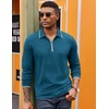 image:imageCOOFANDY Mens Long Sleeve Polo Shirts Cotton Quarter Zip Pullover ShirtBlue