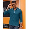 image:imageCOOFANDY Mens Long Sleeve Polo Shirts Cotton Quarter Zip Pullover ShirtBlue