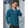 image:imageCOOFANDY Mens Long Sleeve Polo Shirts Cotton Quarter Zip Pullover ShirtBlue