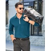 image:imageCOOFANDY Mens Long Sleeve Polo Shirts Cotton Quarter Zip Pullover ShirtBlue