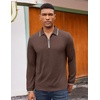 image:imageCOOFANDY Mens Long Sleeve Polo Shirts Cotton Quarter Zip Pullover ShirtBrown