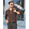 image:imageCOOFANDY Mens Long Sleeve Polo Shirts Cotton Quarter Zip Pullover ShirtBrown
