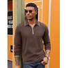 image:imageCOOFANDY Mens Long Sleeve Polo Shirts Cotton Quarter Zip Pullover ShirtBrown