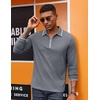 image:imageCOOFANDY Mens Long Sleeve Polo Shirts Cotton Quarter Zip Pullover ShirtGrey