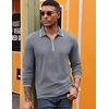 image:imageCOOFANDY Mens Long Sleeve Polo Shirts Cotton Quarter Zip Pullover ShirtGrey