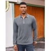 image:imageCOOFANDY Mens Long Sleeve Polo Shirts Cotton Quarter Zip Pullover ShirtGrey
