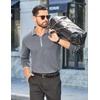 image:imageCOOFANDY Mens Long Sleeve Polo Shirts Cotton Quarter Zip Pullover ShirtGrey