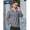 image:imageCOOFANDY Mens Long Sleeve Polo Shirts Cotton Quarter Zip Pullover ShirtGrey