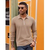 image:imageCOOFANDY Mens Long Sleeve Polo Shirts Cotton Quarter Zip Pullover ShirtKhaki
