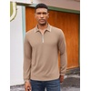 image:imageCOOFANDY Mens Long Sleeve Polo Shirts Cotton Quarter Zip Pullover ShirtKhaki