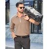 image:imageCOOFANDY Mens Long Sleeve Polo Shirts Cotton Quarter Zip Pullover ShirtKhaki